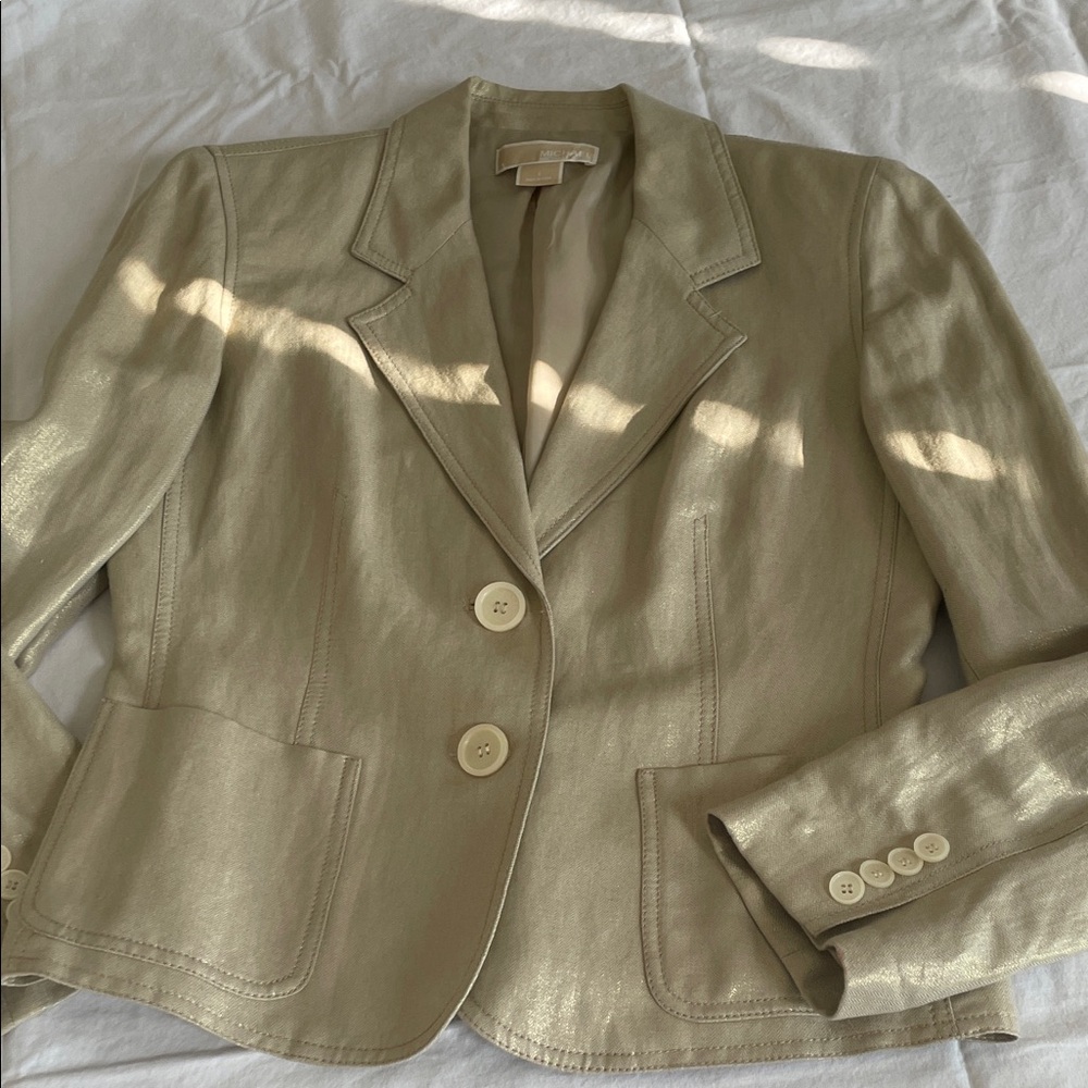 MICHAEL Michael Kors GOLD Light METALLIC Tan Blazer jacket SIZE 6